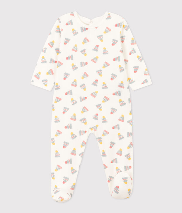 Baby-Strampler aus Molton weiss/vielfarbig