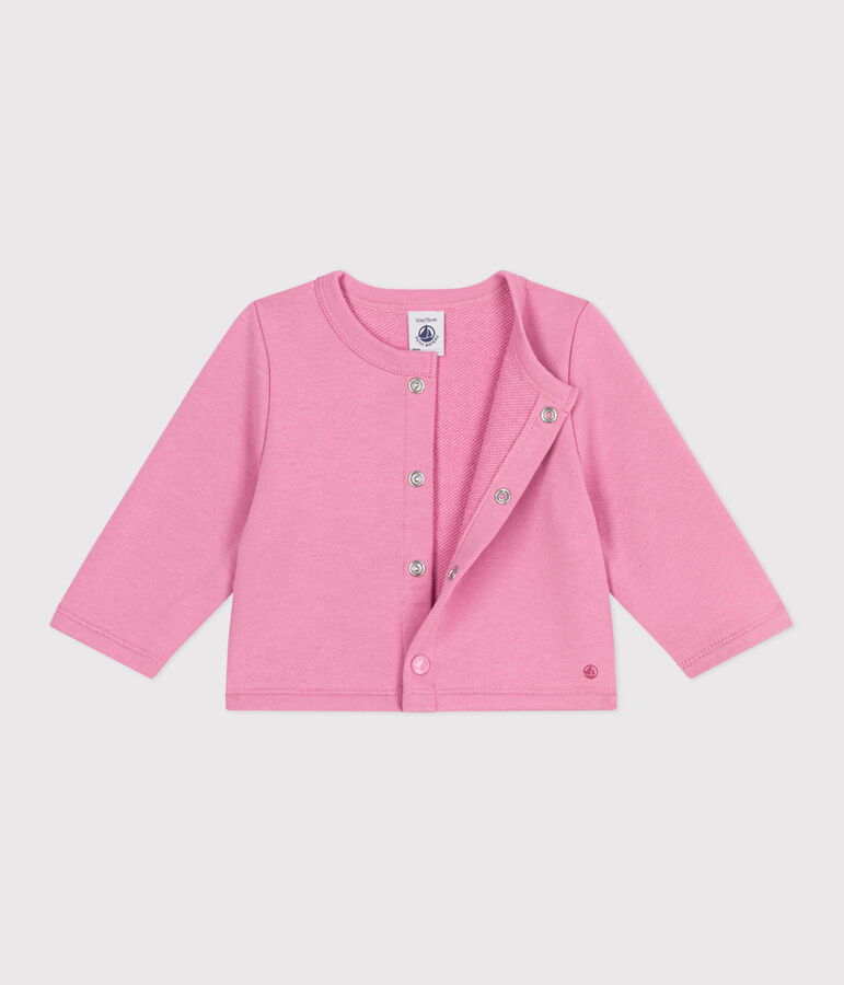 Baby-Cardigan aus einfarbiger Baumwolle rosa