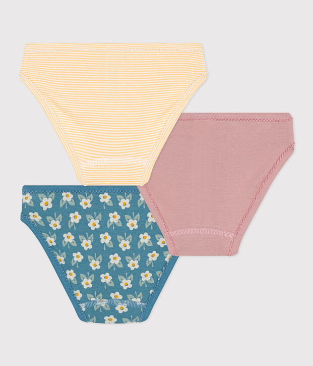 3er-Set Slips aus Baumwolle und Elastan mit Blumenmuster f&uuml;r M&auml;dchen vielfarbig