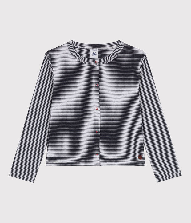 Kinder-Cardigan aus Baumwolle mit Streifen blau/weiss