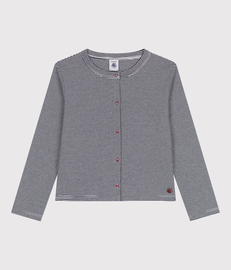 Kinder-Cardigan aus Baumwolle mit Streifen blau/weiss