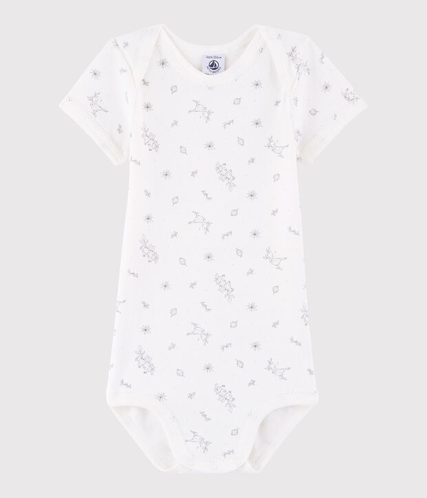 Kurz&auml;rmeliger Baby-Body M&auml;dchen weiss/vielfarbig