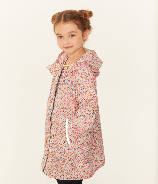 Winddichte Kinderjacke M&auml;dchen weiss/vielfarbig