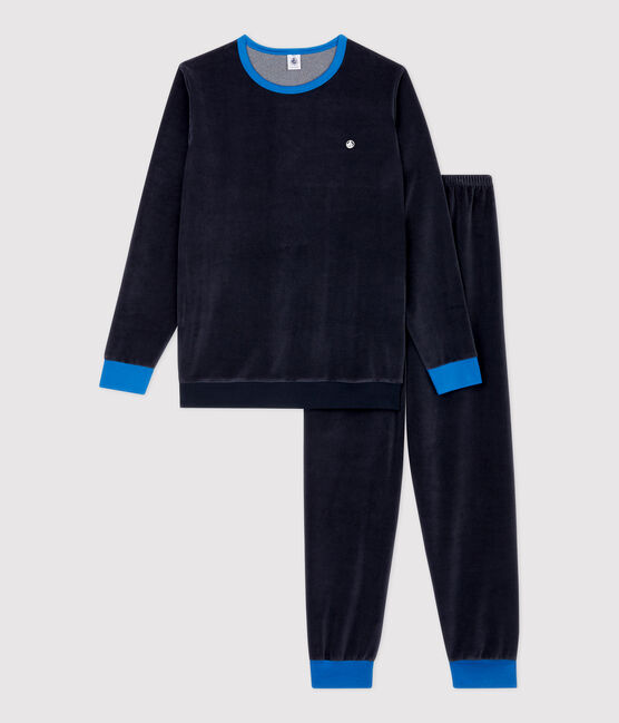 Kinderpyjama aus Nicki für Jungen blau SMOKING