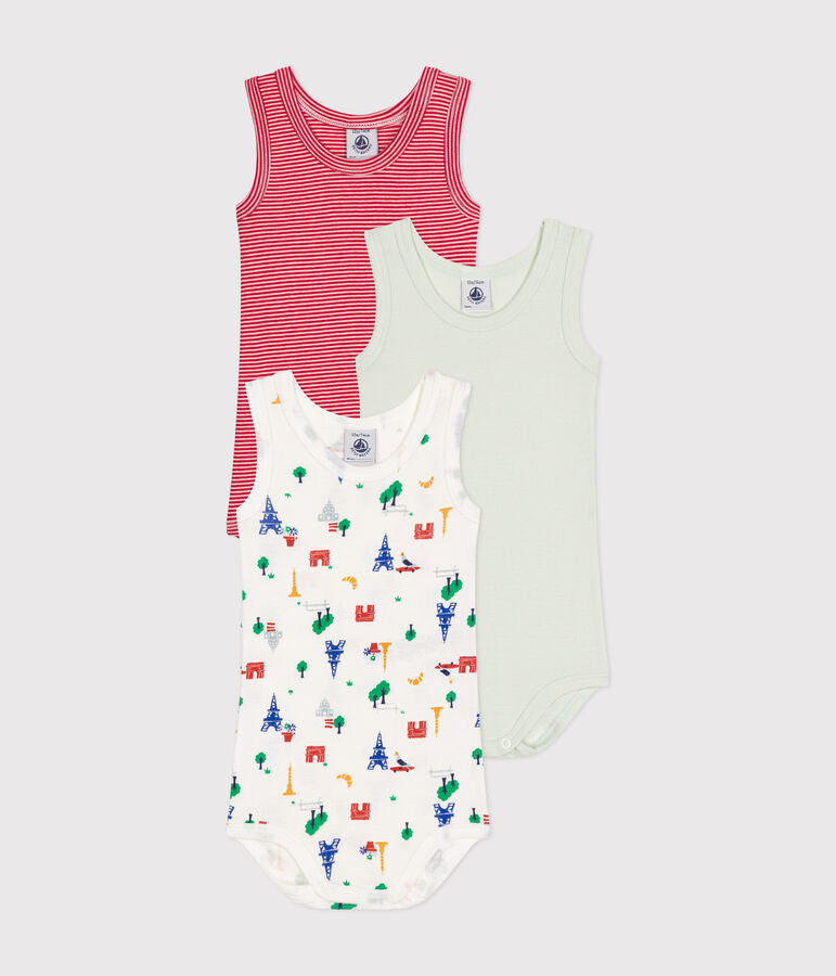 3er-Set &Auml;rmellose Baby-Bodys aus Baumwolle vielfarbig