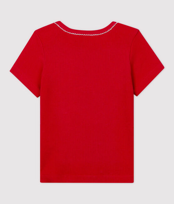 Kurzärmliges Kinder-T-Shirt aus Baumwolle für Mädchen rot TERKUIT