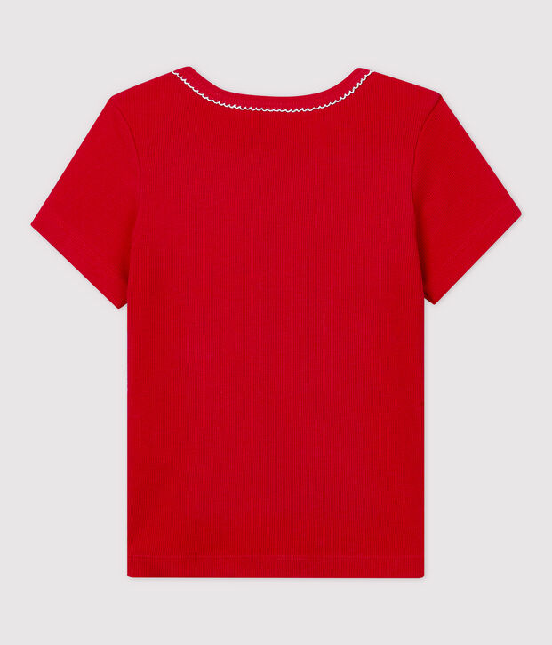 Kurz&auml;rmliges Kinder-T-Shirt aus Baumwolle f&uuml;r M&auml;dchen rot