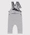 Lange Baby-Latzhose aus Bio-Jersey weiss MARSHMALLOW/blau SMOKING