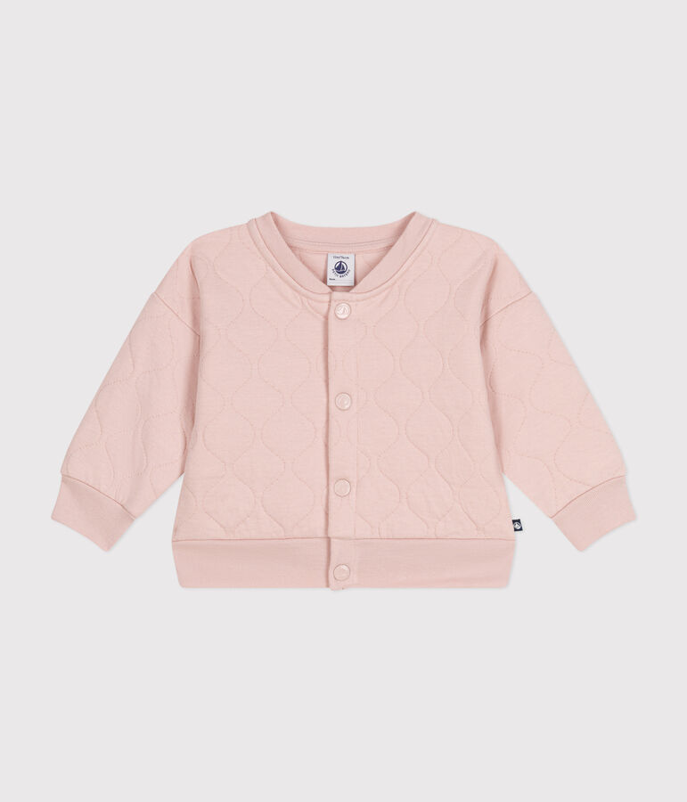 Baby-Teddyjacke aus gestepptem Doppeljersey rosa