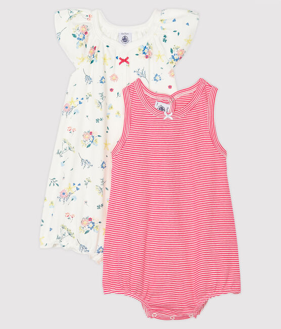 Duo Baby-Kurzoveralls für Mädchen aus Rippstrick variante 1