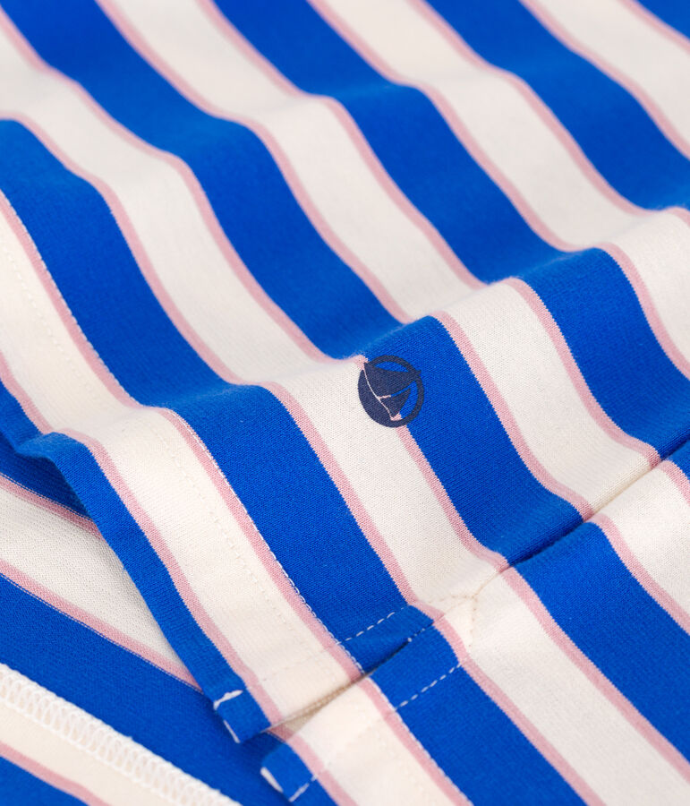 Damen-T-Shirt Le Boxy aus Baumwolle mit Streifen naturfarben/vielfarbig