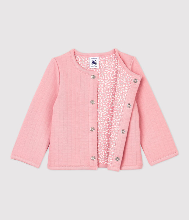 Baby-Cardigan aus gestepptem Doppeljersey. rosa
