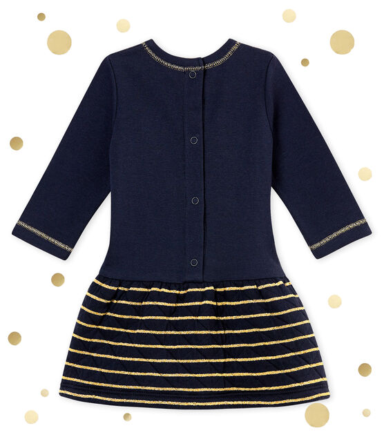 Baby MädchenStreifenkleid im Materialmix blau SMOKING/gelb DORE
