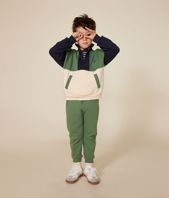 Kinder-Sweatshirt mit Reißverschluss-Stehkragen aus Molton für Jungen weiss AVALANCHE/ MULTICO