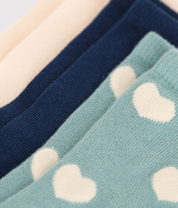 3er-Set Kinder-Socken aus Baumwolle mit Herzmotiv vielfarbig