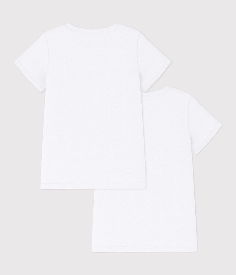 2er-Set Kurz&auml;rmelige wei&szlig;e T-Shirts f&uuml;r M&auml;dchen variante 1