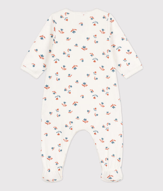 Geblümter Baby-Bodyjama aus Doppeljersey weiss MARSHMALLOW/weiss MULTICO