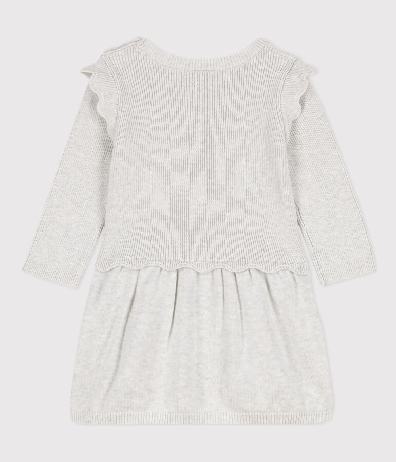 Baby-Kleid aus Wolle und Baumwolle f&uuml;r M&auml;dchen beige