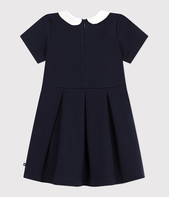 Kurzärmeliges Kinder-Kleid aus einfarbiger Baumwolle  blau SMOKING