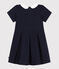 Kurzärmeliges Kinder-Kleid aus einfarbiger Baumwolle  blau SMOKING