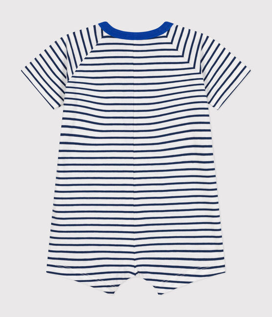 Baby Kurz-Overall aus feinem Jersey weiss MARSHMALLOW/blau MEDIEVAL
