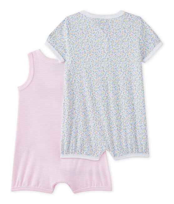 Kurze Baby-Mädchen-Einteiler im 2er-Set weiss .