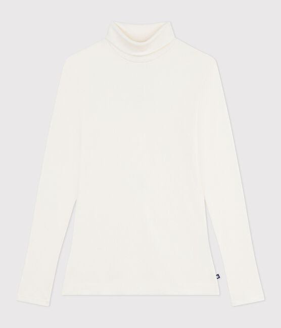 Damen-Rollkragenshirt L'Iconique aus Baumwolle und Wolle naturfarben MILK