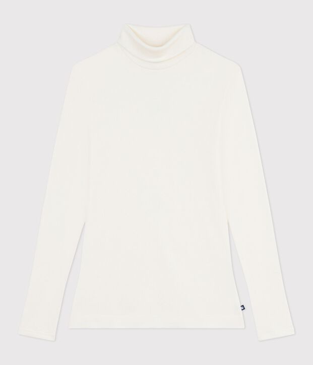 Damen-Rollkragenshirt L'Iconique aus Baumwolle und Wolle naturfarben