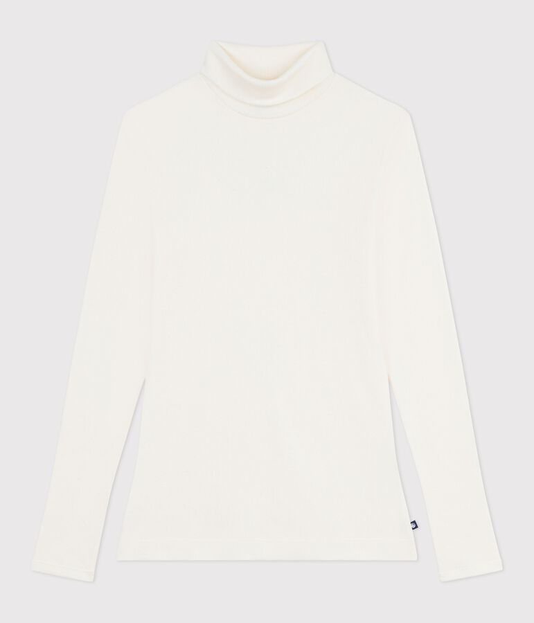 Damen-Rollkragenshirt L'Iconique aus Baumwolle und Wolle naturfarben