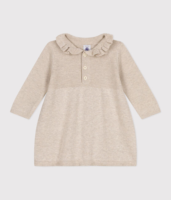 Langärmeliges Baby-Kleid aus Baumwollstrick beige MONTELIMAR CHINE