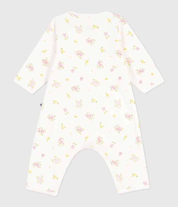 Baby-Bodyjama ohne F&uuml;&szlig;chen aus Baumwolle mit Blumenmotiv weiss/vielfarbig
