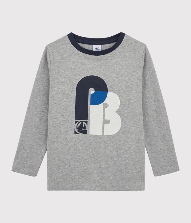 Kinder-T-Shirt mit Siebdruck f&uuml;r Jungen grau