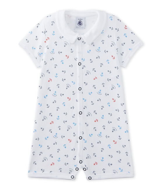 Kurzer Baby-Jungen-Einteiler mit Print weiss ECUME/weiss MULTICO