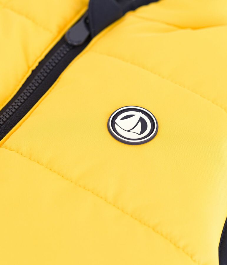 &Auml;rmellose Kinder-Winterjacke zum Wenden in zwei Farben blau/gelb