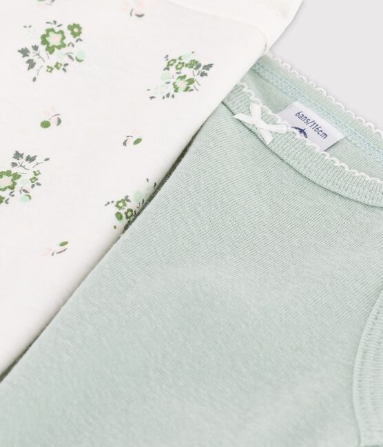 2er-Set Spaghetti-Tops aus Baumwolle und Leinen mit Blumenmuster für Mädchen variante 1