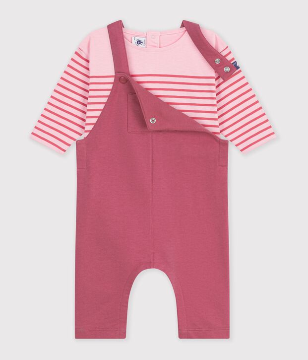 Baby-Geschenkset aus Baumwolle: T-Shirt und Latzhose vielfarbig