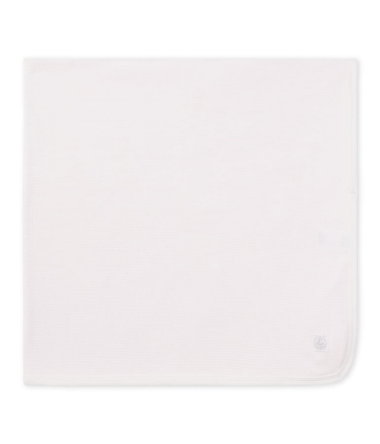 Unisex-Baby-Decke mit Milleraies-Ringelmuster rosa VIENNE/weiss ECUME