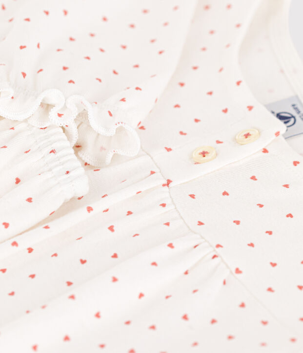 Kinderpyjama aus Baumwolle mit Herzmotiv f&uuml;r M&auml;dchen weiss/rosa