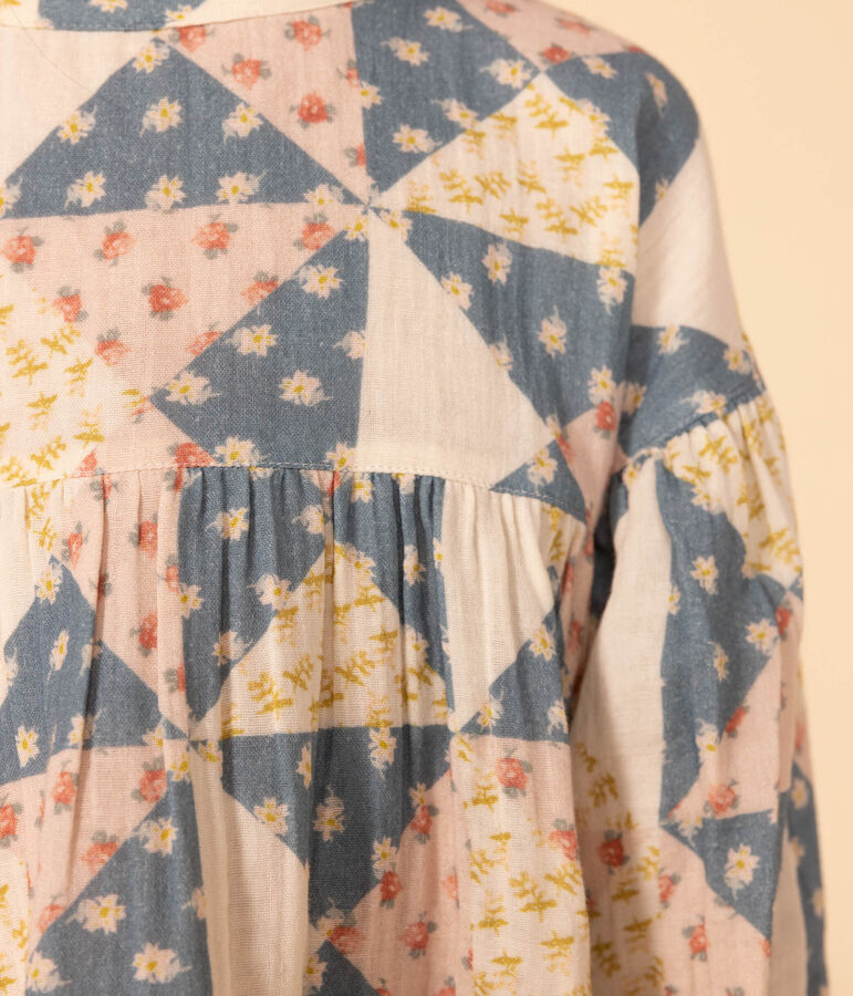 Bluse aus Musselin-Stoff f&uuml;r Kinder/M&auml;dchen rosa SALINE/weiss MULTICO