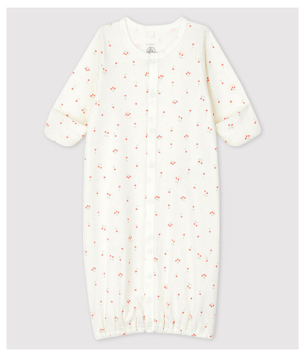 Baby-Kombi-Overall aus Bio-Baumwolle mit Kirschen-Motiv weiss/vielfarbig