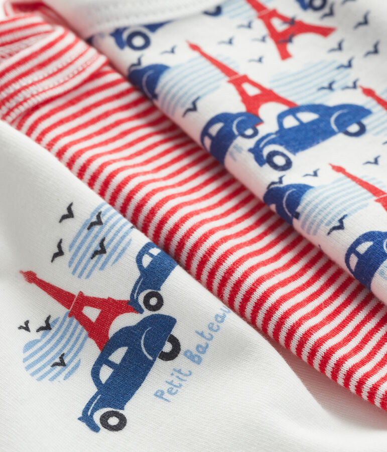 Trio kurz&auml;rmelige Baby-Bodys f&uuml;r Jungen vielfarbig