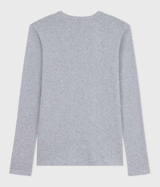 Lang&auml;rmeliges Damen-T-Shirt L&rsquo;Iconique aus Baumwolle mit Picotkante FUMEE CHINE