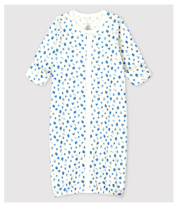 Baby-Kombi-Overall aus Bio-Baumwolle mit Sternen-Motiv weiss/grau