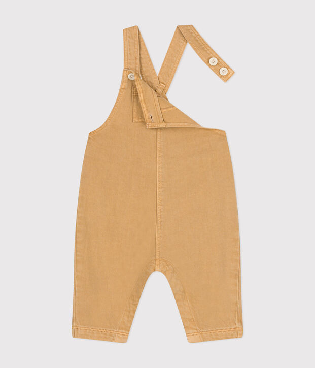 Lange Baby Latzhose aus farbigem Denim beige