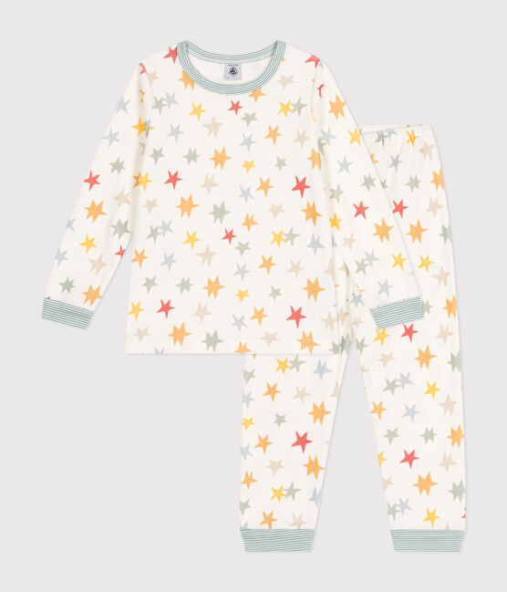Kinder-Pyjama aus Nicki mit Sternmotiv weiss MARSHMALLOW/weiss MULTICO