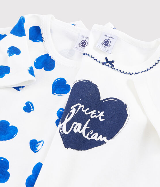Set mit 2 kurzärmligen T-Shirts mit Herzchen-Muster für kleine Mädchen variante 1