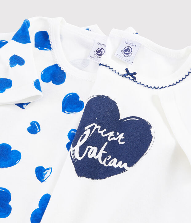 Set mit 2 kurz&auml;rmligen T-Shirts mit Herzchen-Muster f&uuml;r kleine M&auml;dchen vielfarbig