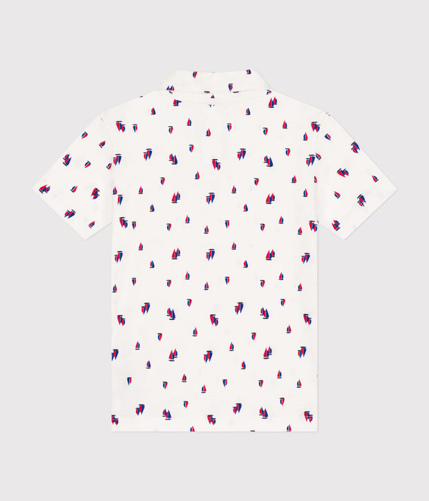 Kurz&auml;rmeliges Kinder-Poloshirt aus Baumwolle f&uuml;r Jungen weiss/vielfarbig