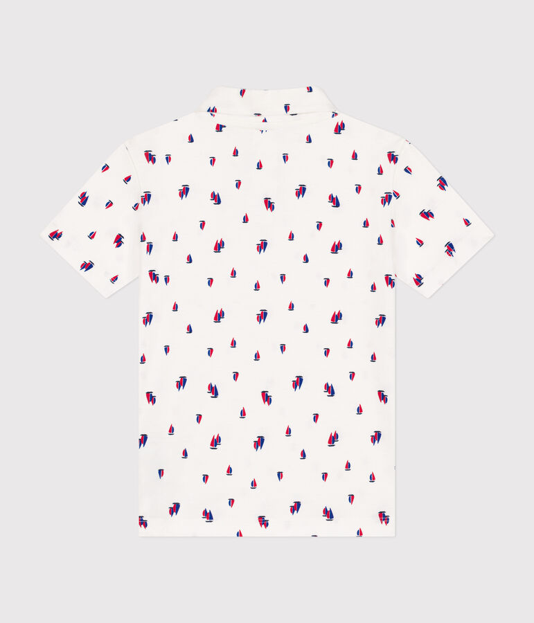 Kurz&auml;rmeliges Kinder-Poloshirt aus Baumwolle f&uuml;r Jungen weiss MARSHMALLOW/weiss MULTICO