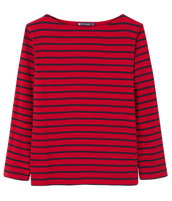 Gestreiftes T-Shirt unisex rot MARS/blau SMOKING